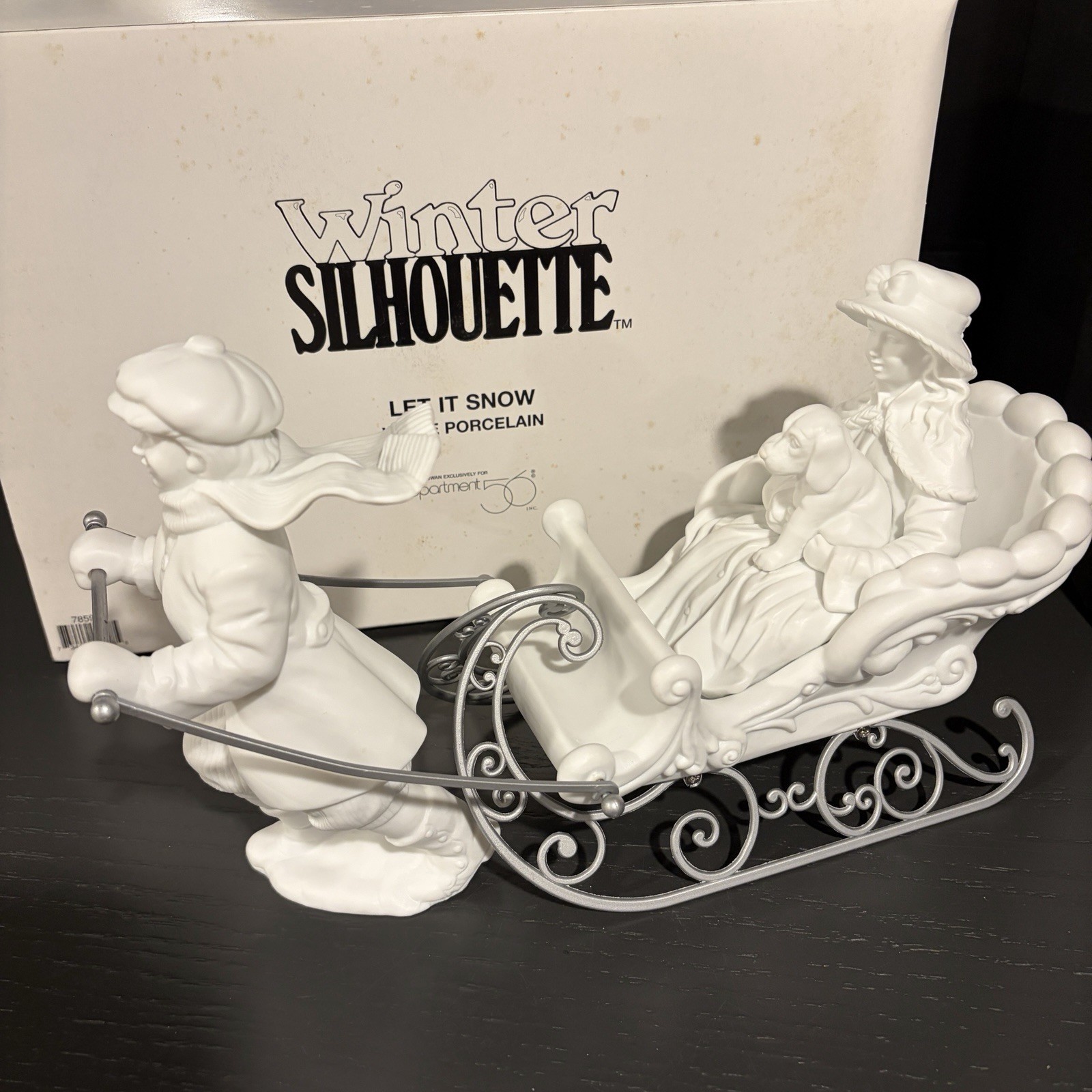 Department 56 Winter Silhouette Let It Snow Sleigh White Porcelain