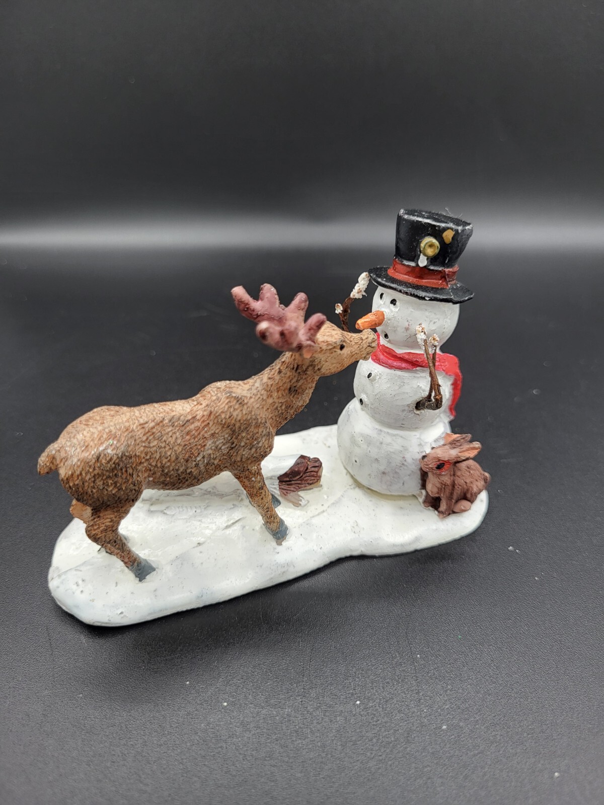 Adorable EMAX VILLAGE ACCESSORY SNACK TIME SNOWMAN REINDEER Figurine