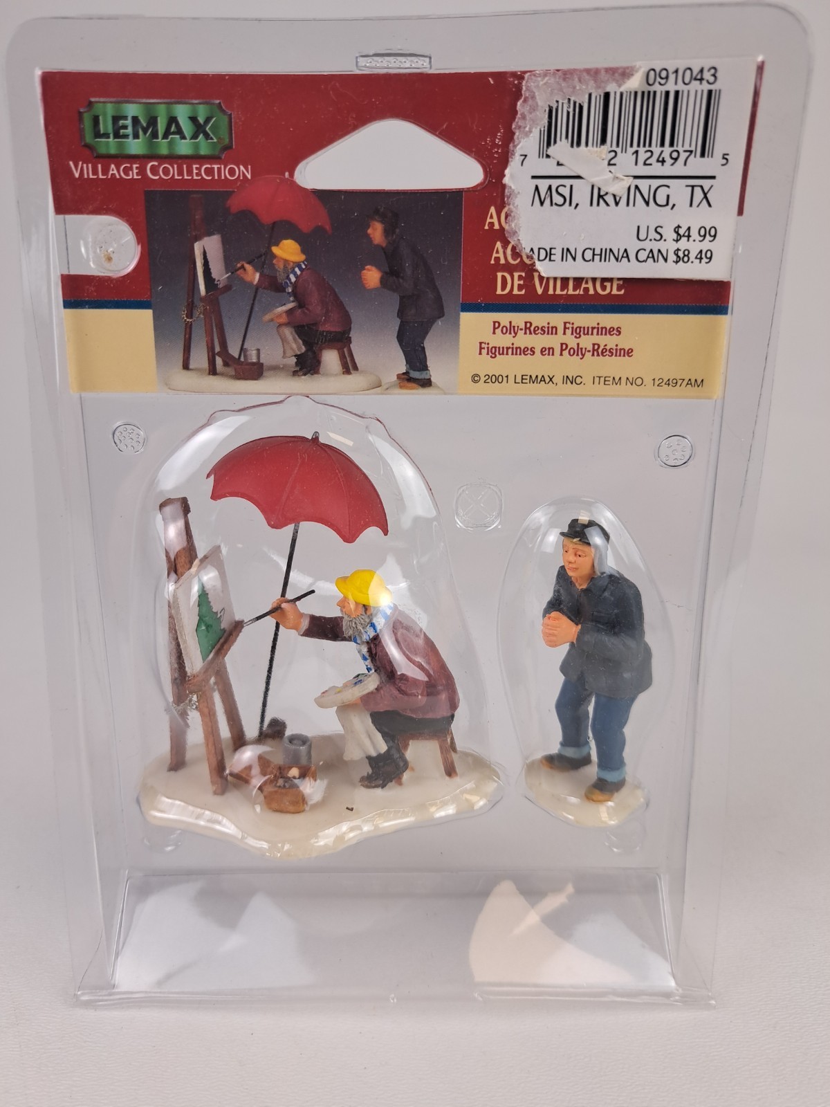 VTG Retired Lemax Christmas Village Painting A Winter Scene 2001 Figures 12497