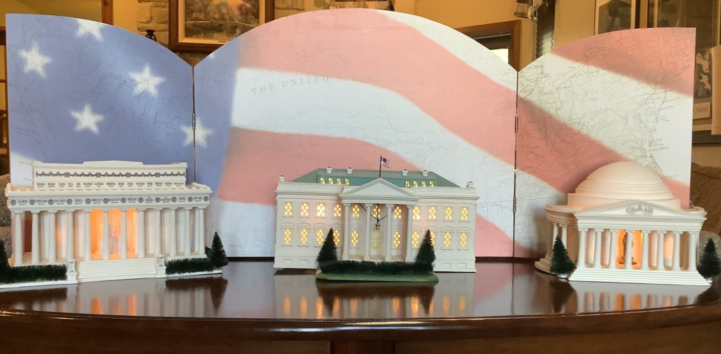 Dept 56, American Pride, White House, Lincoln and Jefferson Memorial, Background
