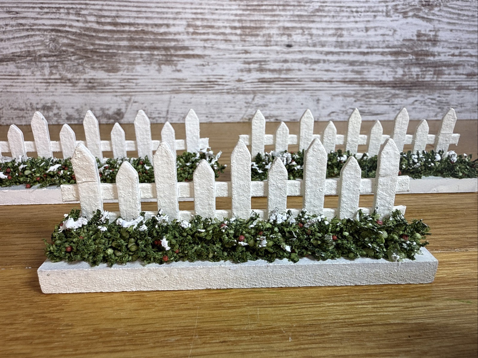 Christmas Village Picket Wood Fence Taiwan 3 Pieces