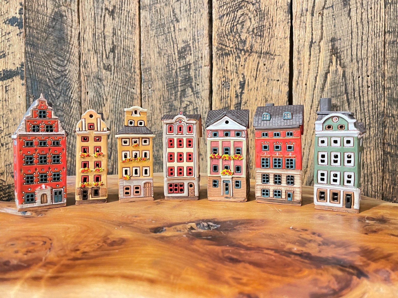 Ceramic house Christmas village Ceramic tealight Mini houses set Stockholm