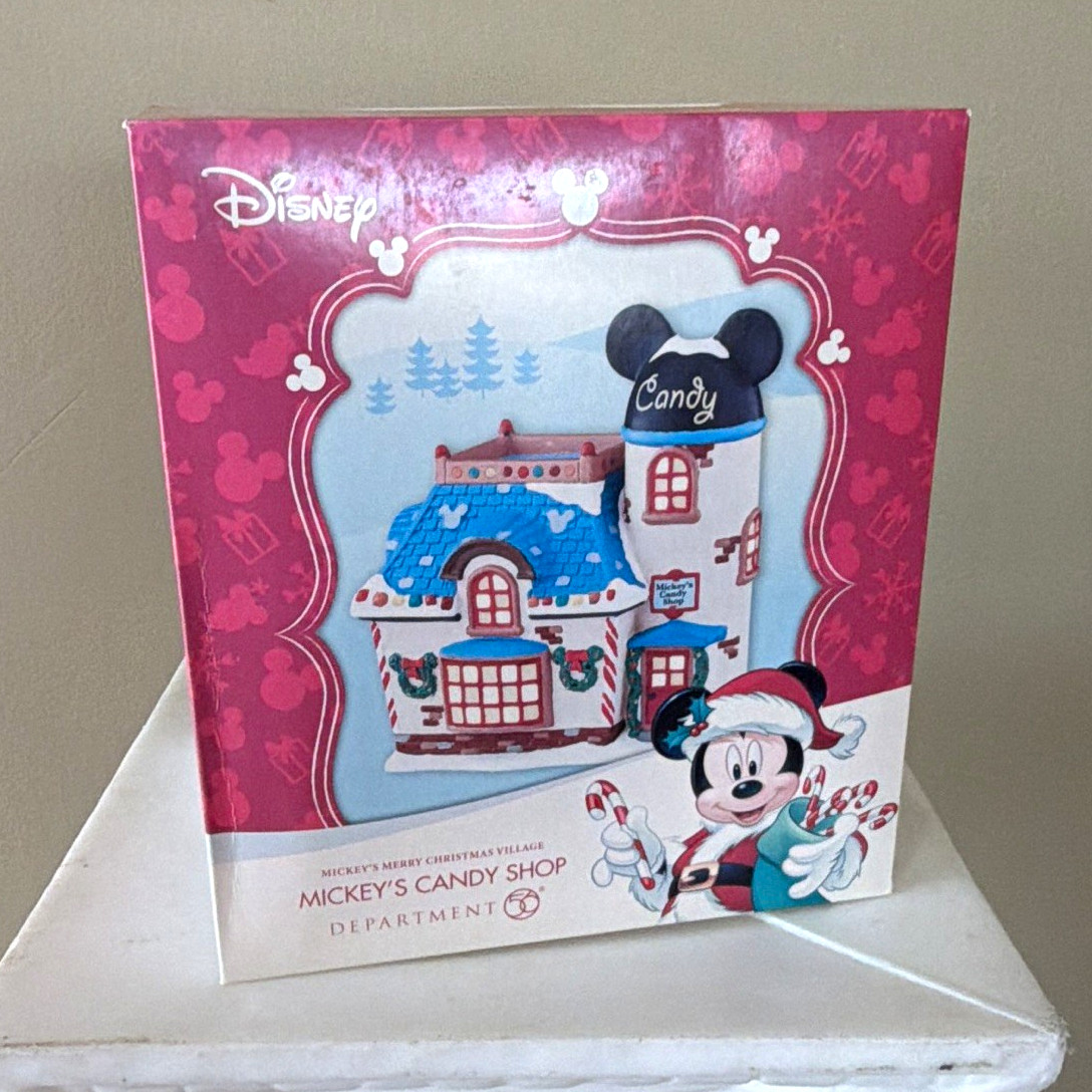 Department 56 Disney Mickey’s Candy Shop Christmas Village Ceramic Painted Boxed