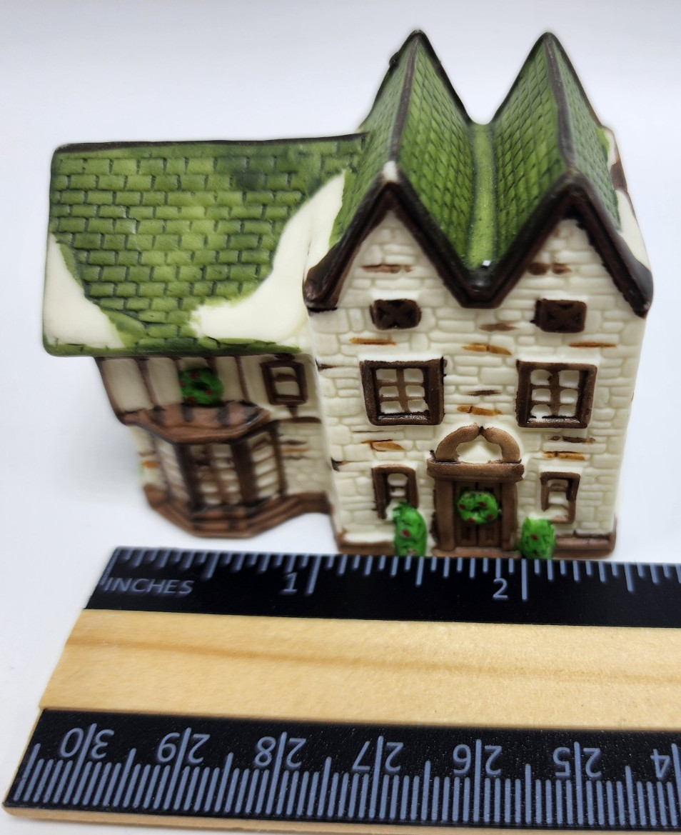 Ceramic Christmas Village Painted Multicolor Miniatures & Trees (Set of 12)