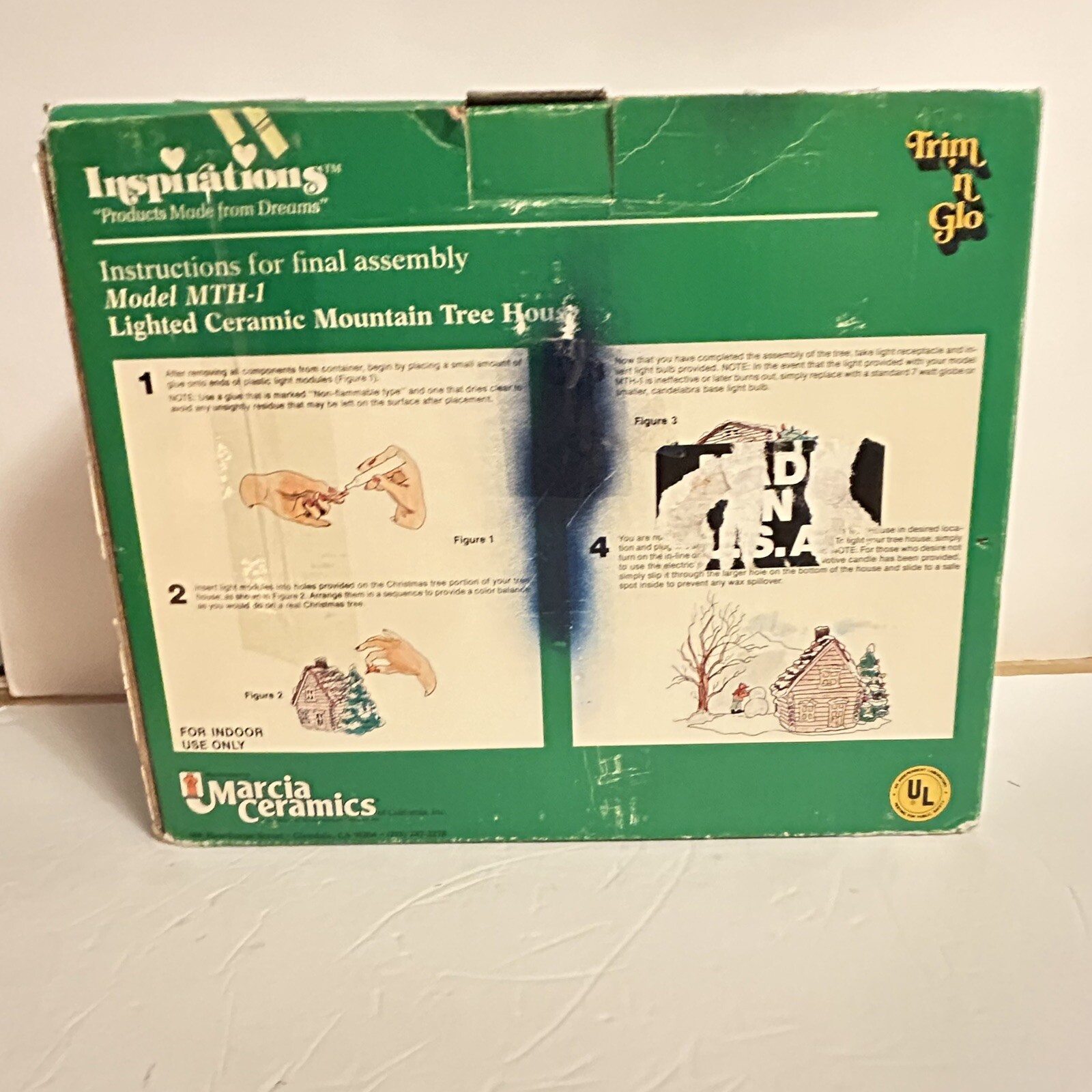 Marcia Ceramics Lighted Christmas Tree Mountain House Inspirations Holiday Vtg