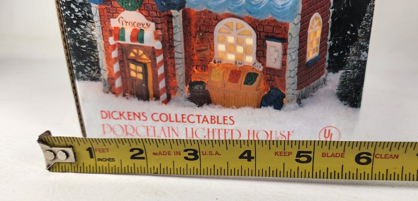 1993 dickens collectibles Porcelain lighted house grocery store NIB w/light