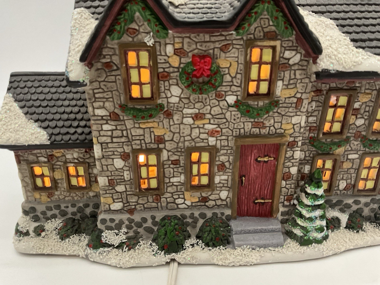 St.Nicholas Square Village “Stone Cabin” Illuminated Christmas House