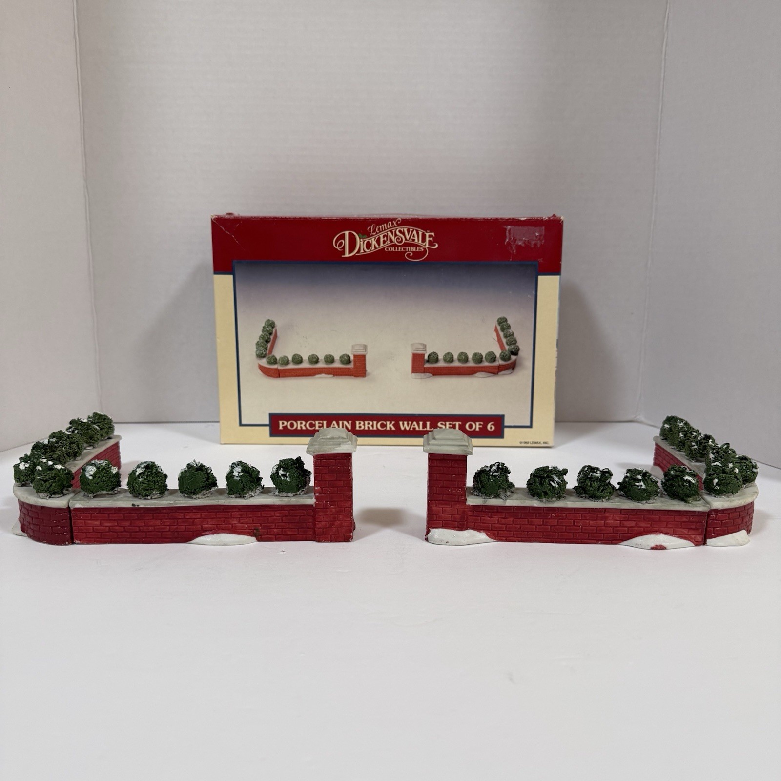 Vtg Lemax Dickensvale Collection*Porcelain brick wall*set of six*1992*#23059
