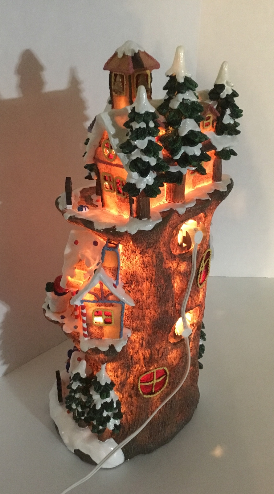 JAIMY’S Christmas Lighted Treehouse 20-1/2” Three Story Santa’s Workshop Village