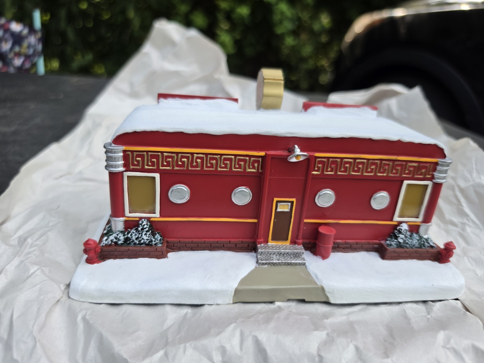 Hawthorne Village Fire Pit Diner Christmas Village Hand Painted COA no Box