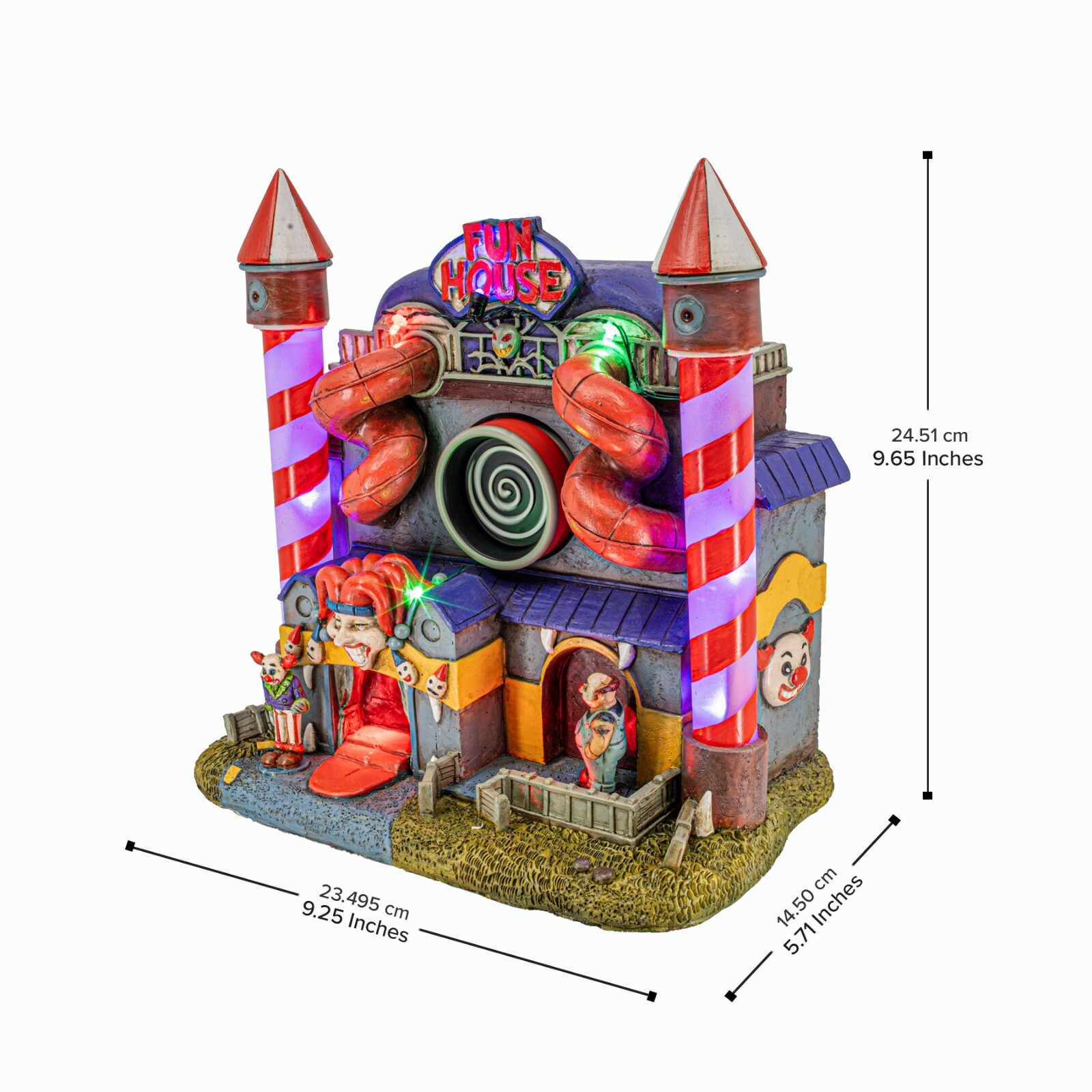 FG Square – Carnival Funhouse Clown Theme Halloween Village 10″ x 6″ x 10″