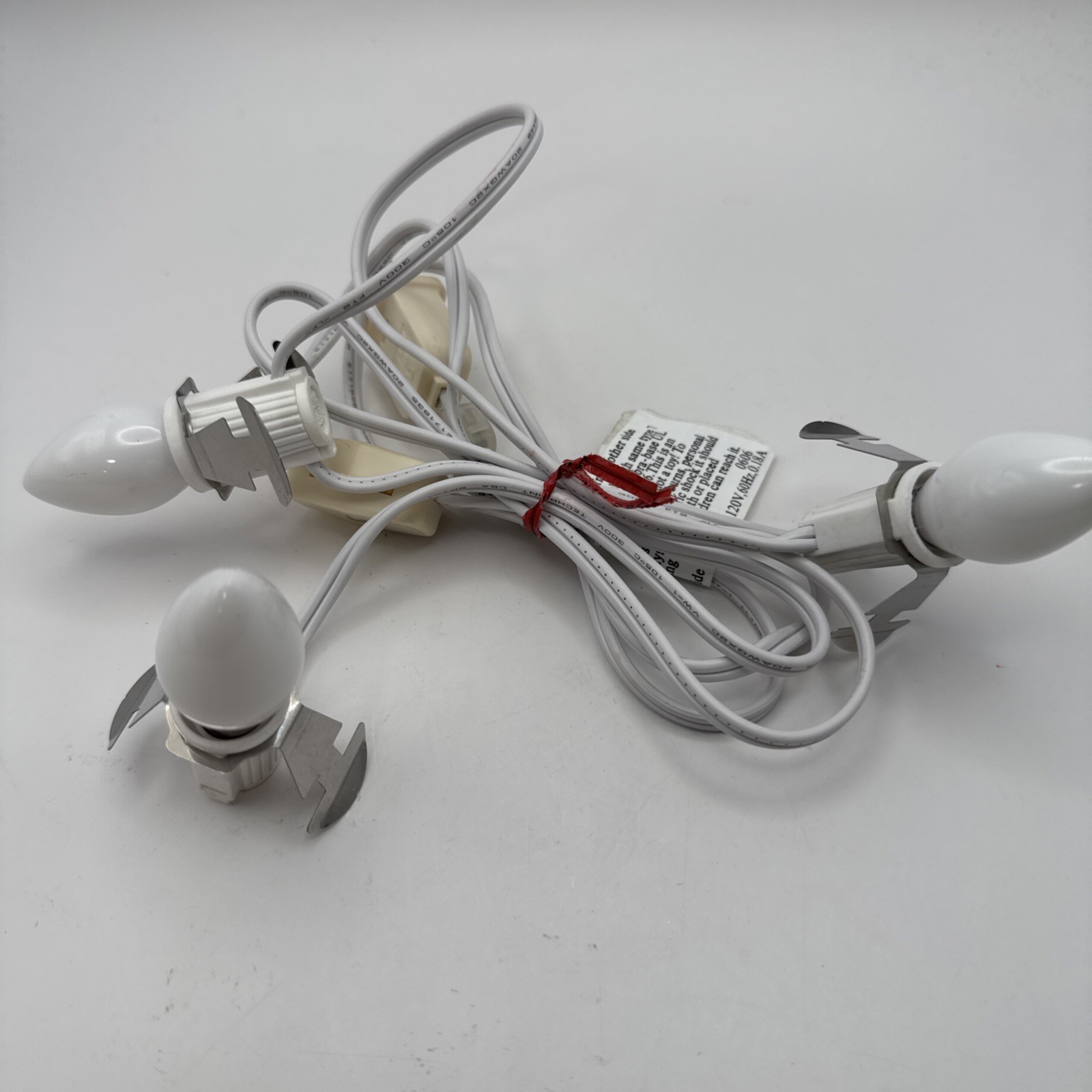 3 BULB LIGHT SOCKET CORD WTH ROLLER SWITCH Christmas Village WITH Bulbs – 2 Sets