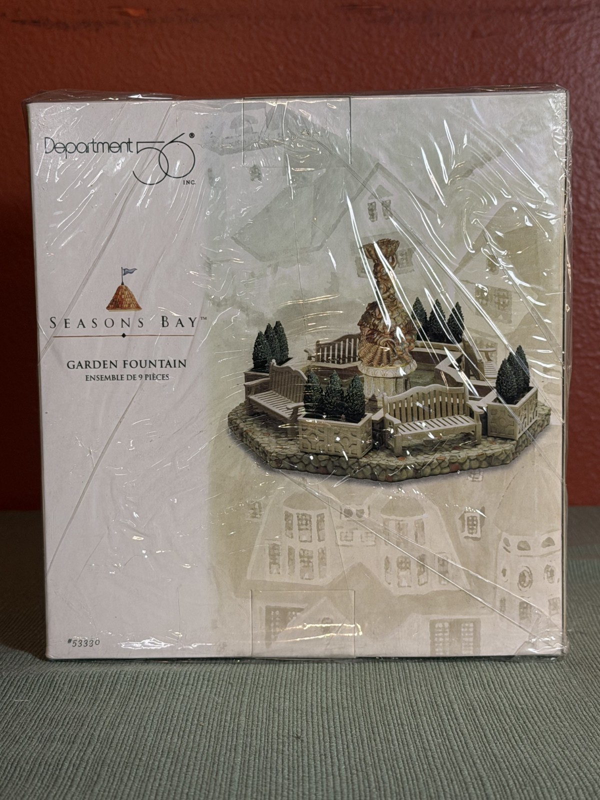 Dept 56 Seasons Bay Garden Fountain #53330 NEW in BOX NOS Complete 9 Pc