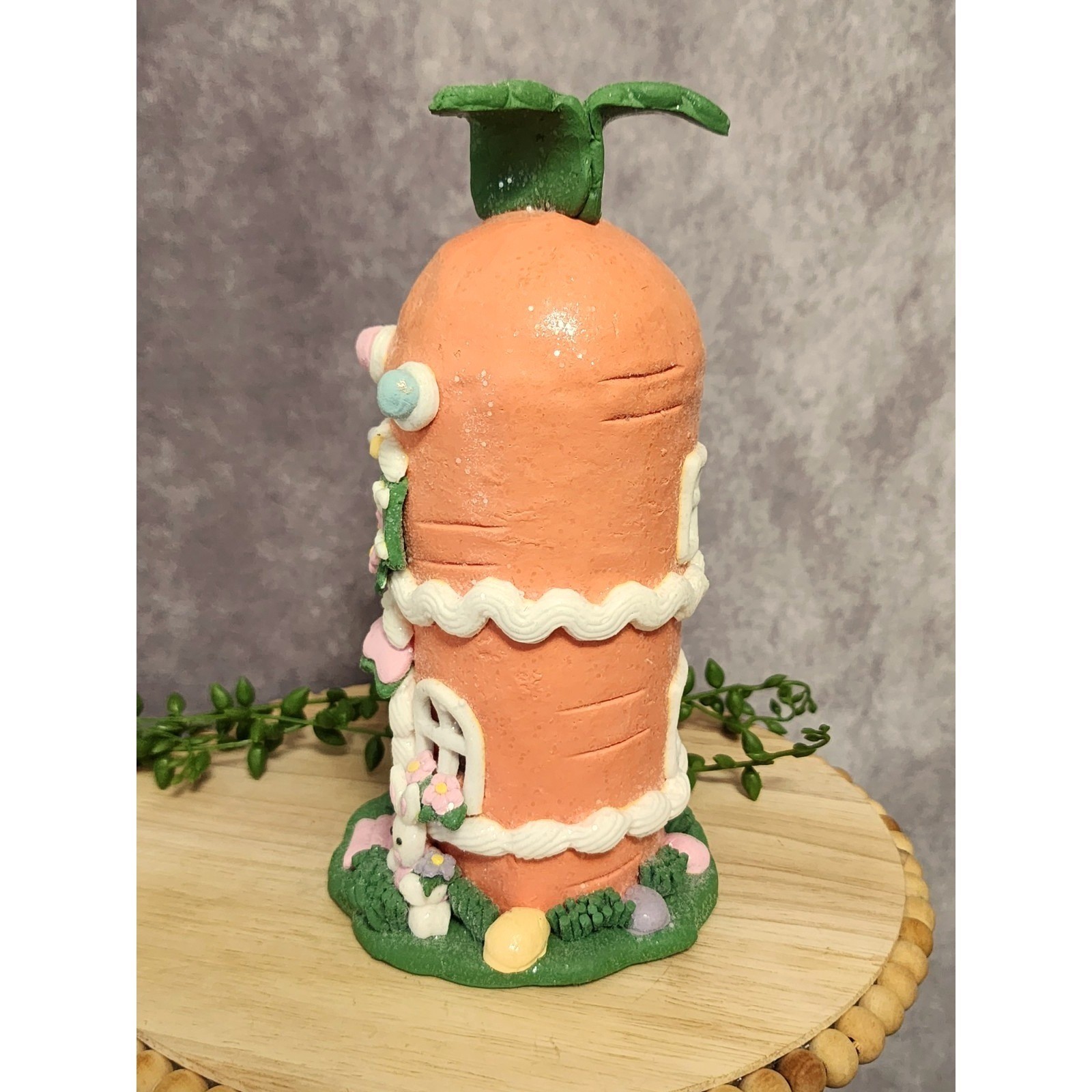 Easter Gingerbread House Figurine Carrot Bunny Glitter Resin 8.5″ Spring NEW