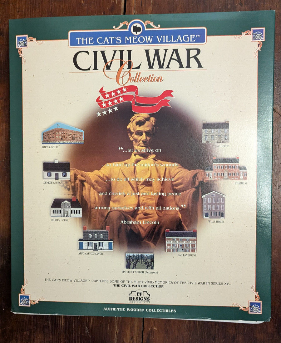 The Cat’s Meow Village Civil War Collection Full 9 PC Set in Box. 1997 Series XV