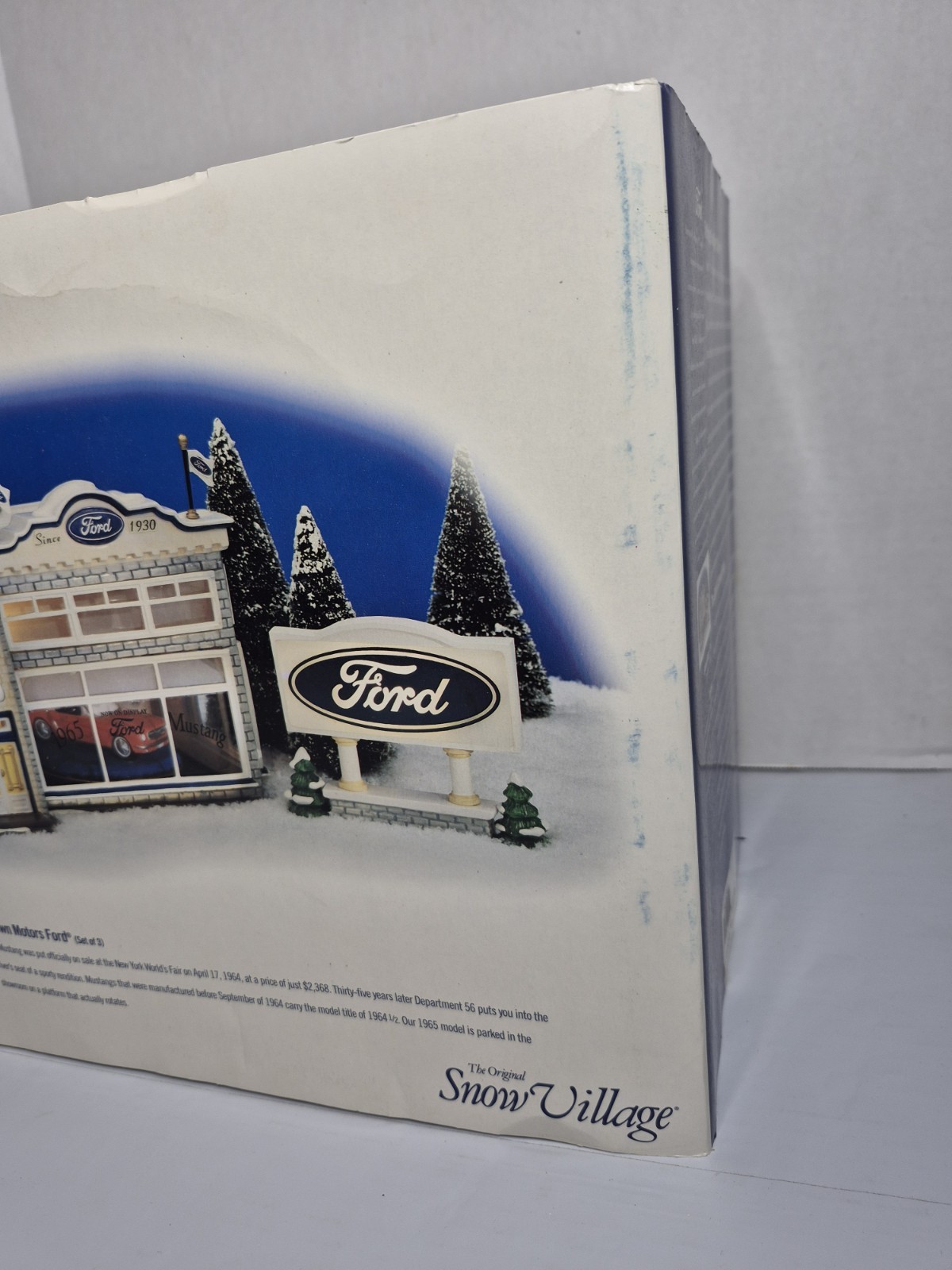 Dept 56 Uptown Motors Ford Set Of 3 Mustang Snow Village Original Box Tested