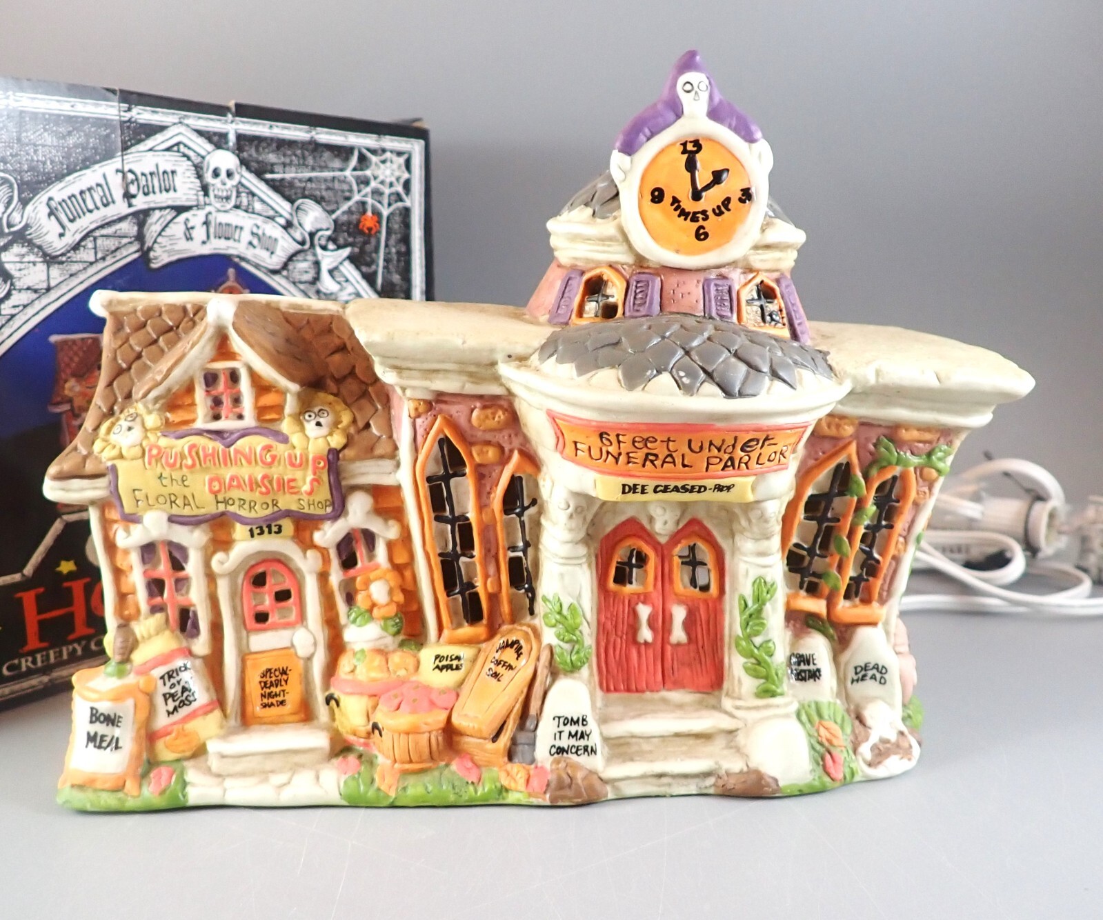 Creepy Hollow Funeral Parlor & Flower Shop Lighted Halloween NIB Cannon Falls