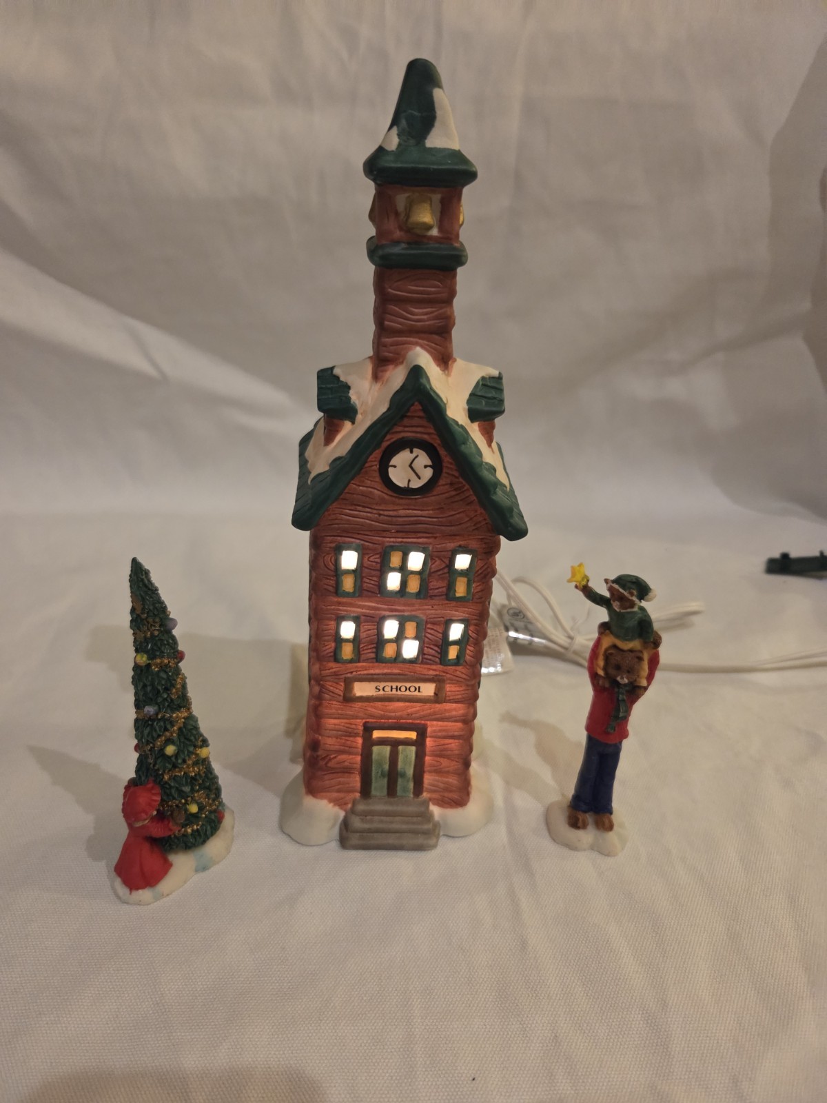 School 3pc Pencil Set-light Up 10 Inch Holiday Christmas Porcelain Decoration