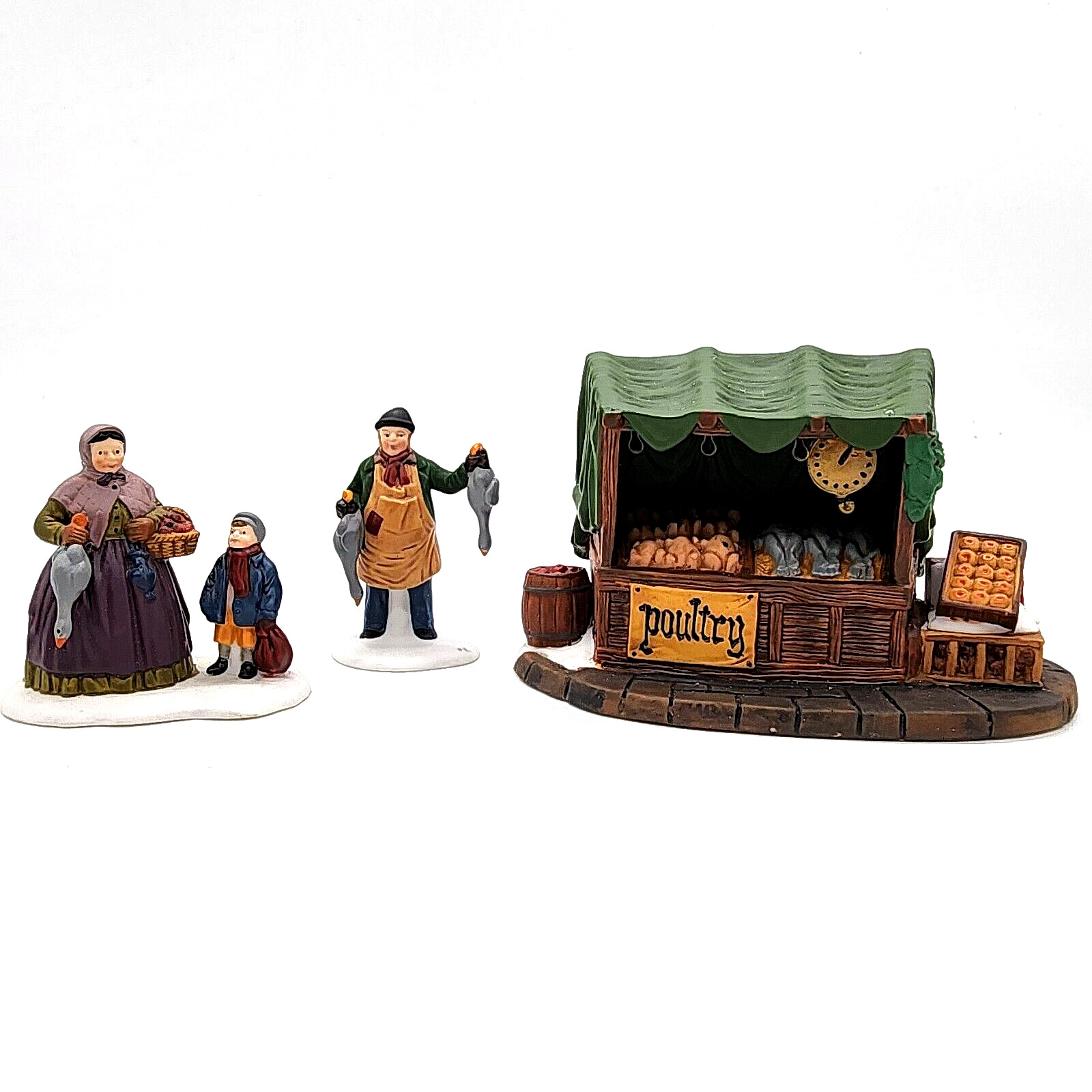 Dept 56 Dickens Village POULTRY MARKET 55590 set of 3 chicken turkey goose *Read