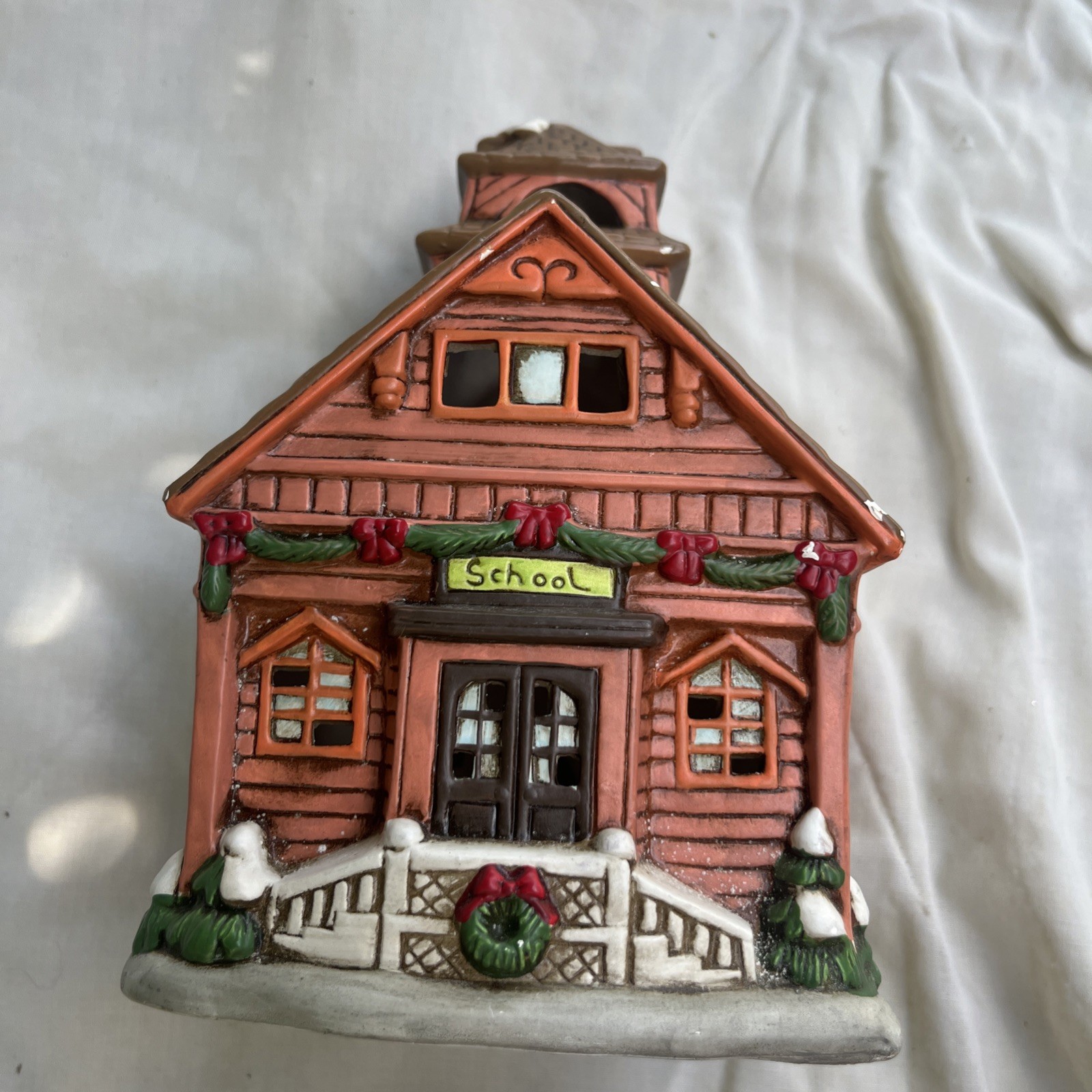 Lefton Vtg Colonial Village 1986 Ceramic School House 05819 No Light Christmas