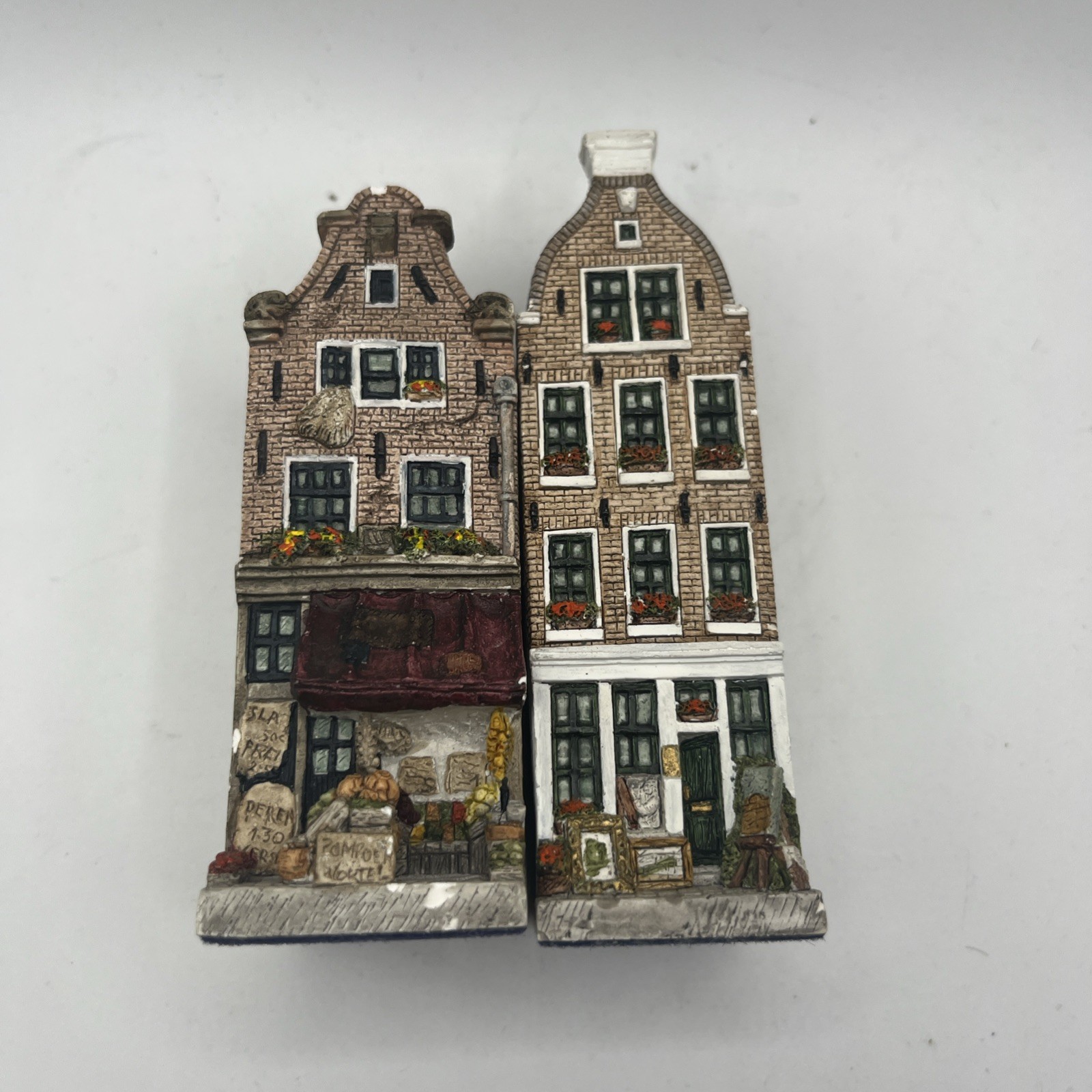 Amsterdam Streets Miniature Houses 4.5” Hand Painted Lot Of 2