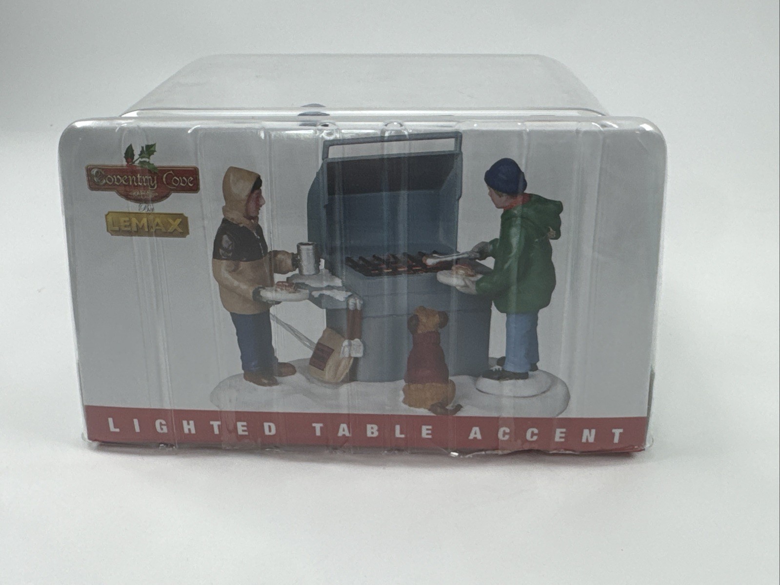 Lemax Christmas Village Grillin’ & Chillin’ BBQ Grill Barbeque Dog – LIGHTS UP