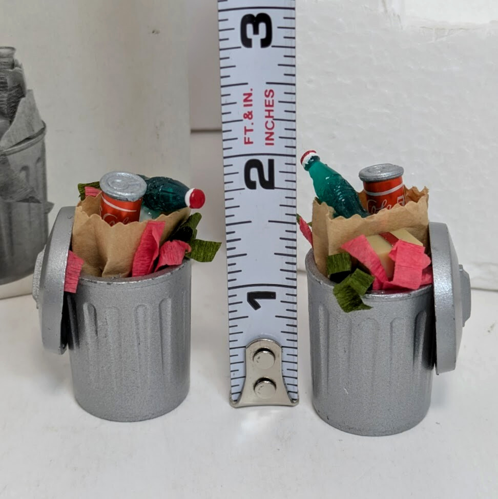 Dept 56 Snow Village Christmas Trash Cans 52094 Set of 2 Original Box Taiwan