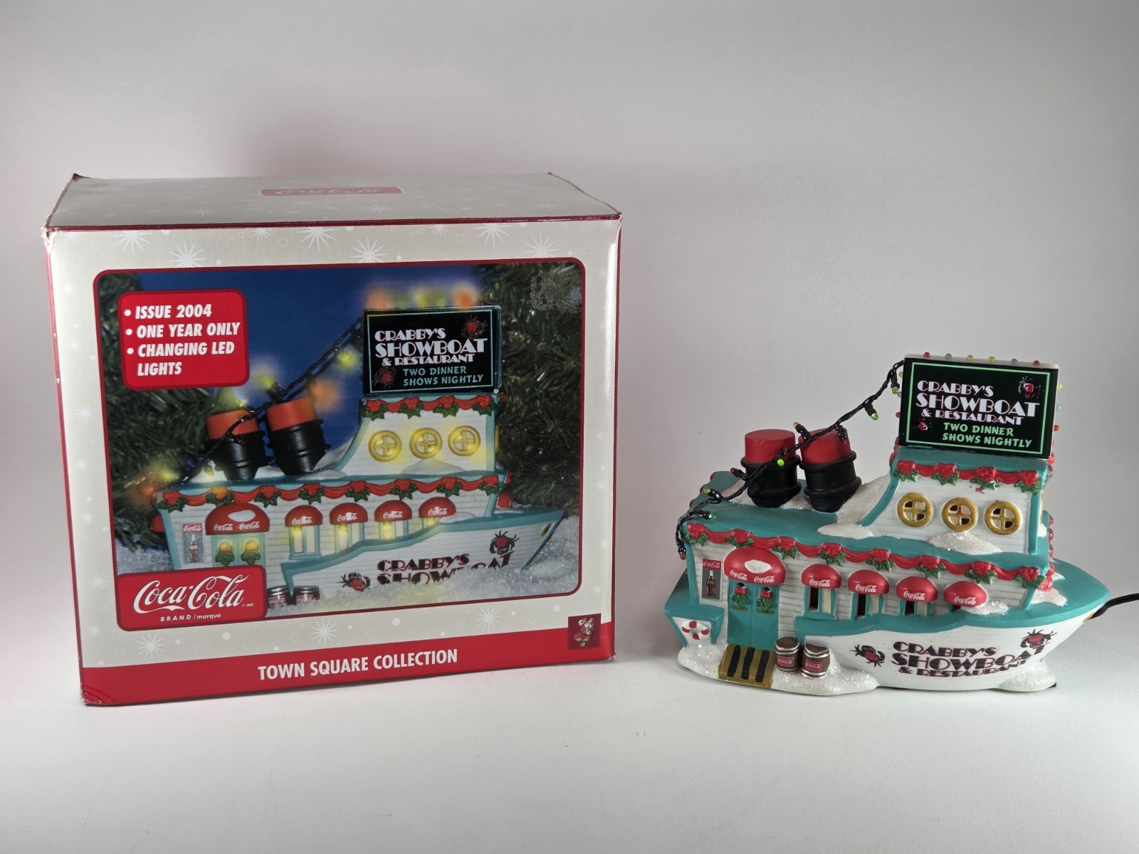 Coca-Cola Crabbys Showboat & Restaurant Christmas Village Fiberoptic Lights 2004