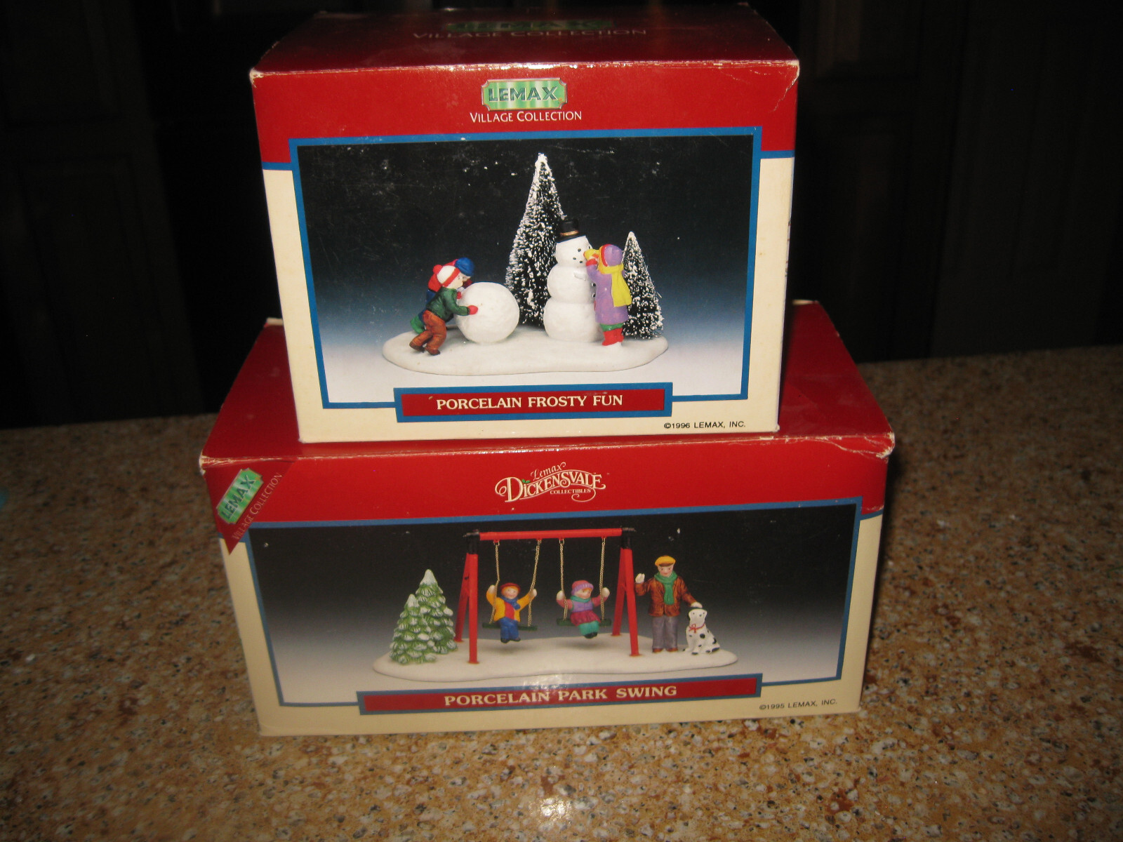 Lemax Porcelain Park Swing and Frosty Fun in original boxes