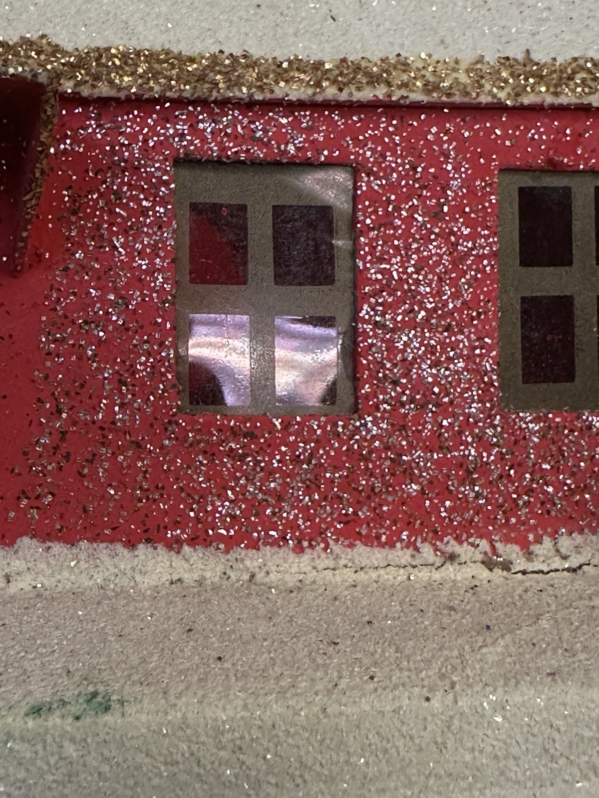 Vintage Medium Christmas Putz Village House Japan Mica Red Gold