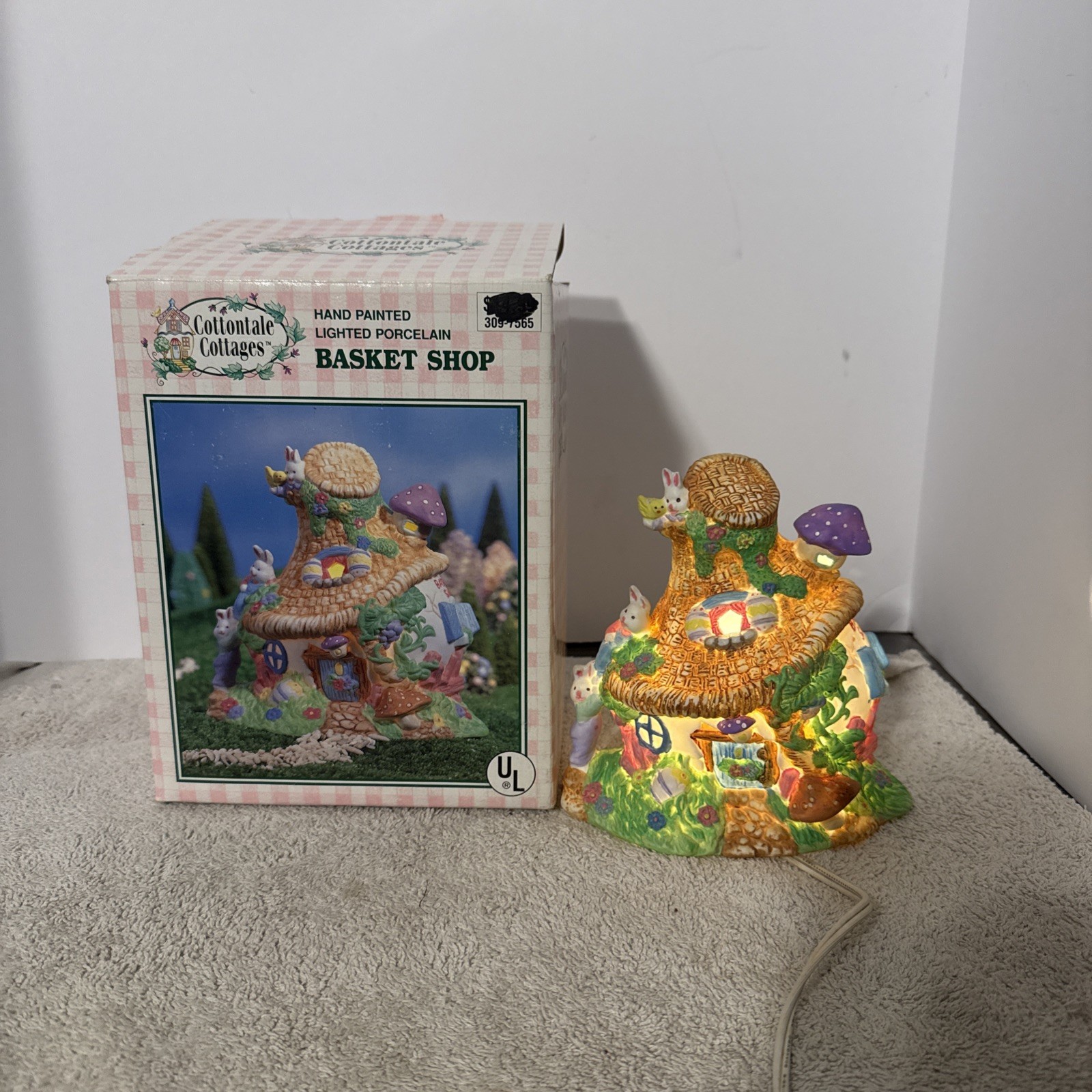 Cottontale Cottages Easter Porcelain Village House Basket Shop Lights Up