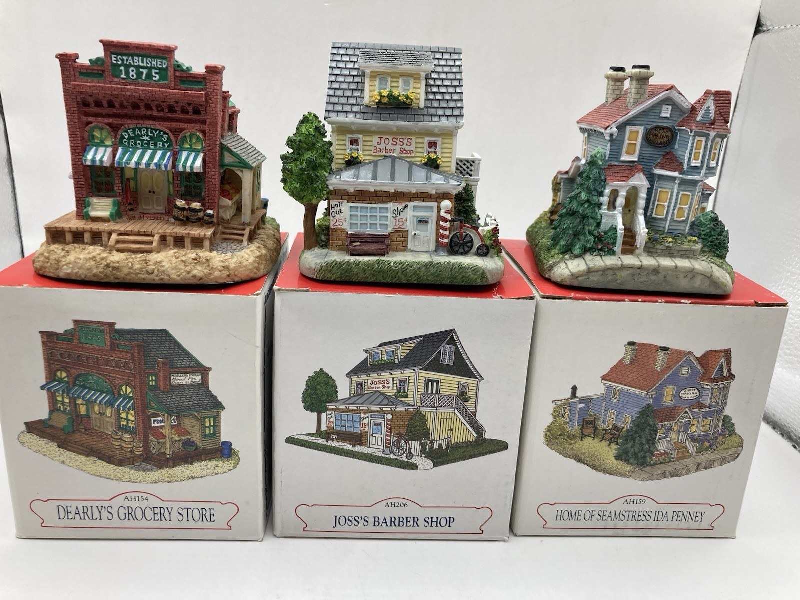 Liberty Falls Americana Collection 3 Mini Village Cottages Barber Shop Grocery +