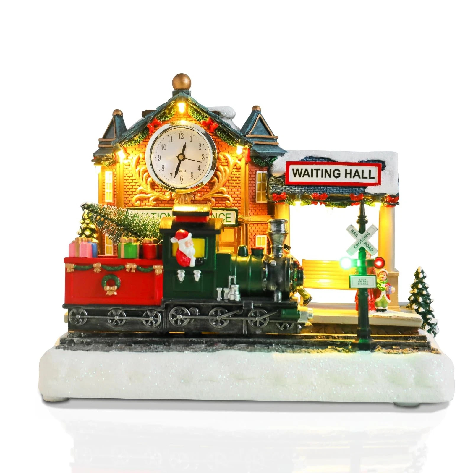 Animated Christmas Village Houses, Lighted Musical Christmas Village Train St…