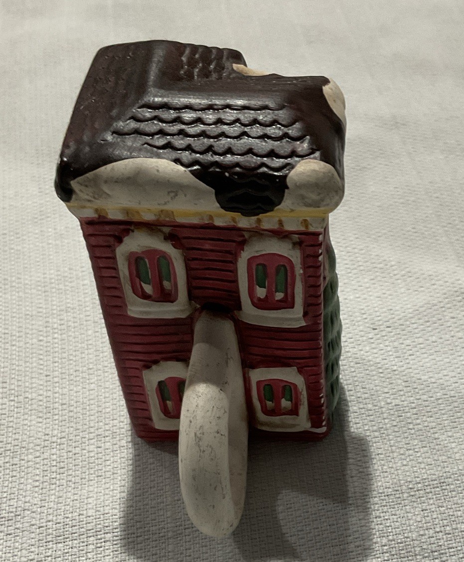 Ceramic Painted Multicolor Seasonal Village House Figurine w/ Handle, 1 Pack