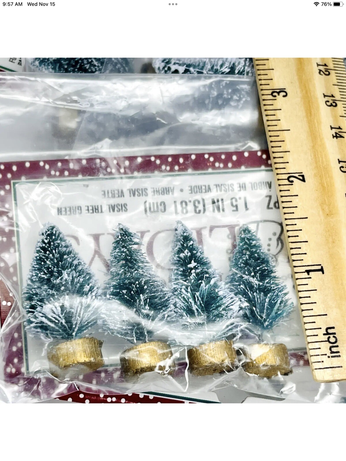 NIB Miniature Christmas RR Train Village Tree Flocked 20 Pc Lot 1 1/2” Crafts