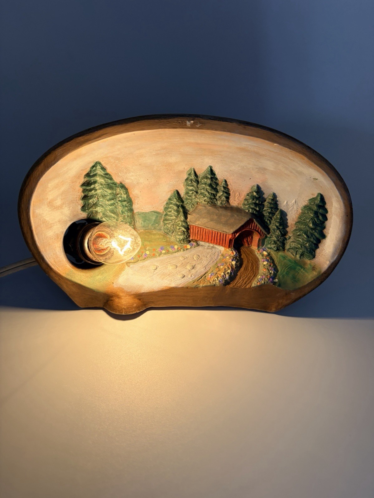 Gorgeous Ceramic Hershey Mold Ambient Glow Church Christmas Winter Scene Vintage