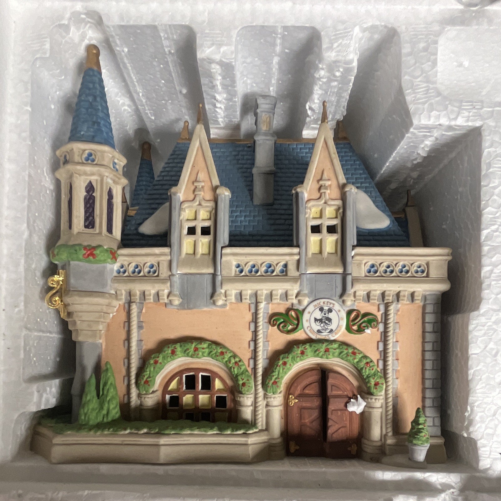 Disney Mickey Mouse Light-Up Village House Set of 2, Ceramic Painted, Boxed