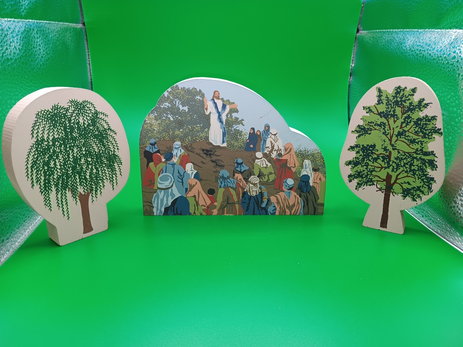 Vintage The Cat’s Meow Bible Stories Collection + 2 Trees Wood figurines