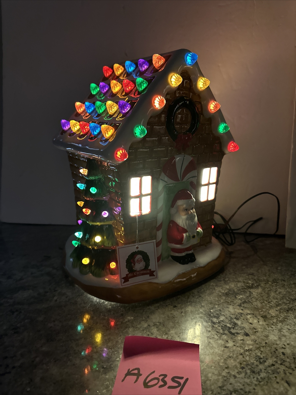 Mr. Christmas Ceramic Lighted 12” Gingerbread House Santa Gumdrop Candy New