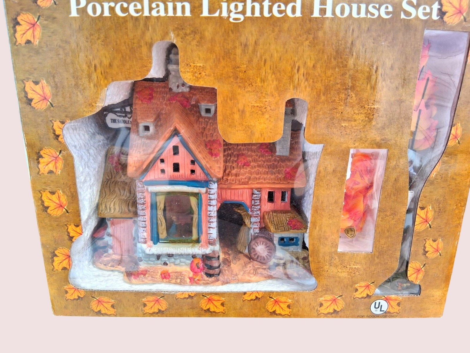 Porcelain Lighted House Set For Fall Décor In Original Box UL Listed Indoor Use