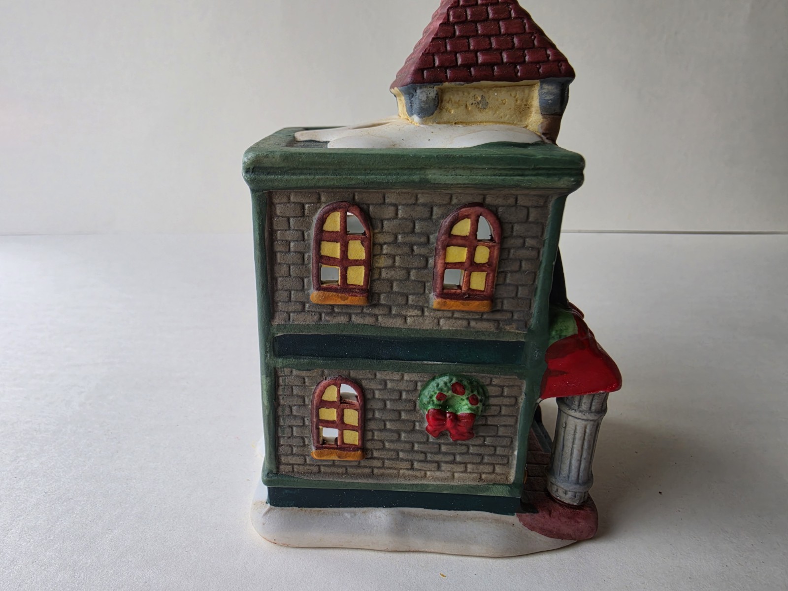 Ceramic Christmas Village General Store House, Painted Multicolor 4.5 in