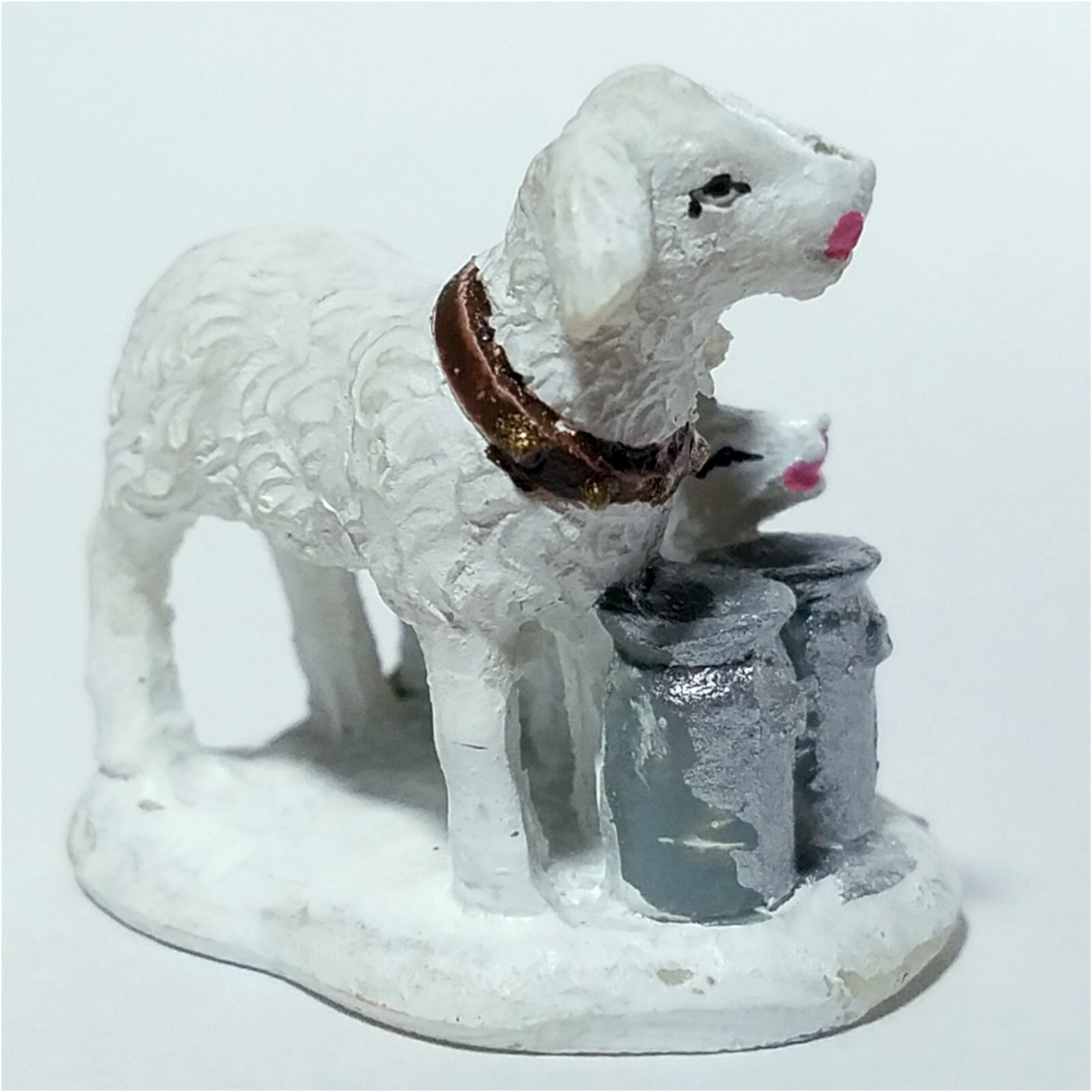Feeding Lambs Milk Barrels Holidays Seasons Country Farm Scene Village Accessory