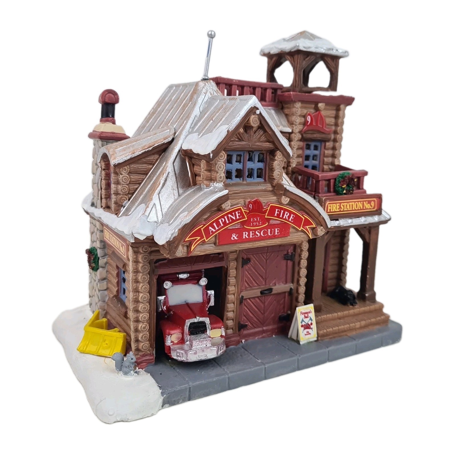 🚨 LEMAX Alpine Fire & Rescue Station 35529 Porcelain Lighted Building Vintage