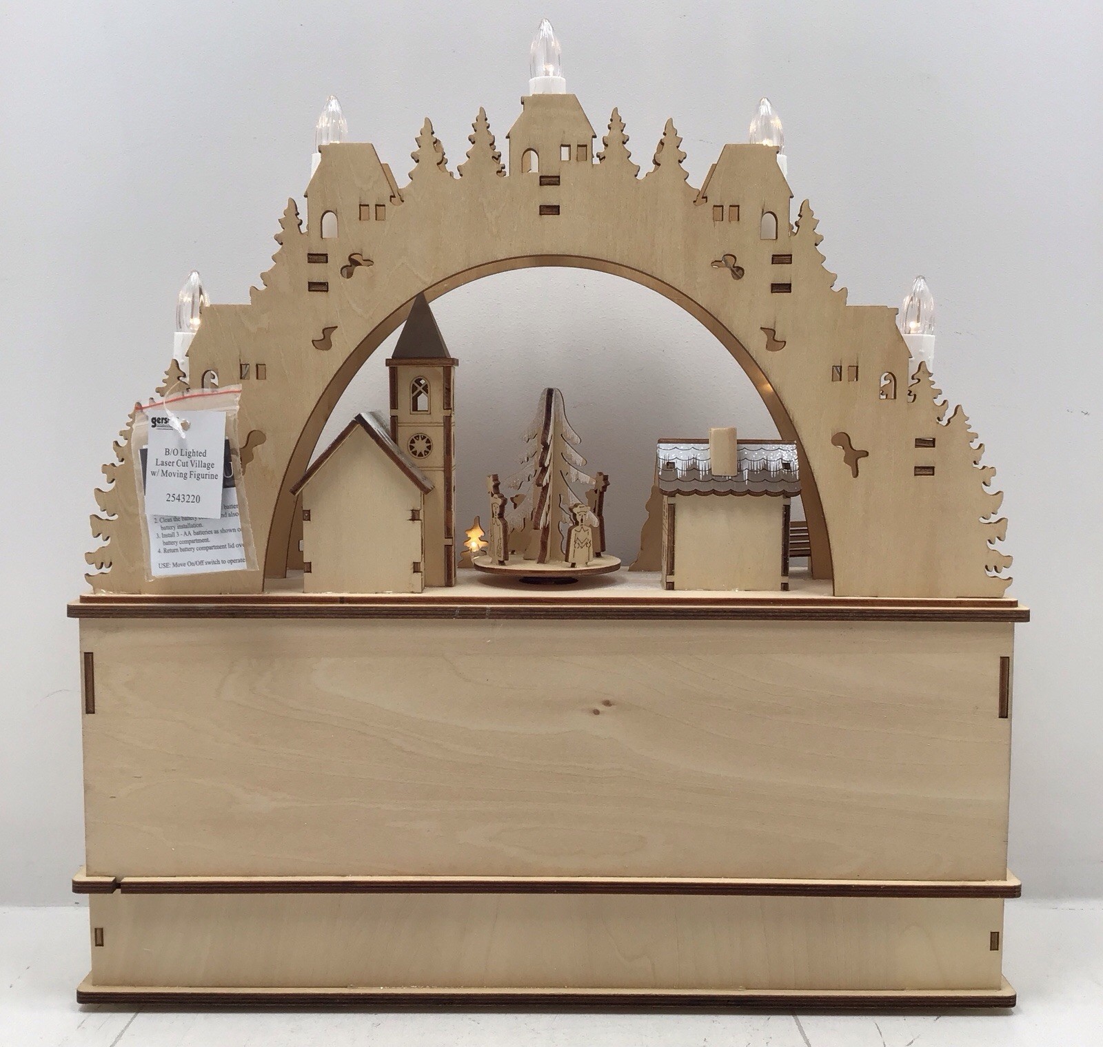 Gerson International Laser Cut Wood Village Christmas Light Up Figurine