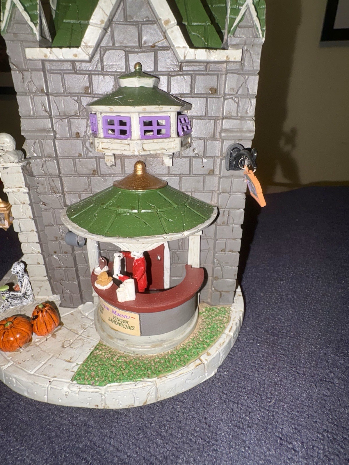 Gothic Hills Funeral Parlor Halloween Village House Resin Painted Multicolor