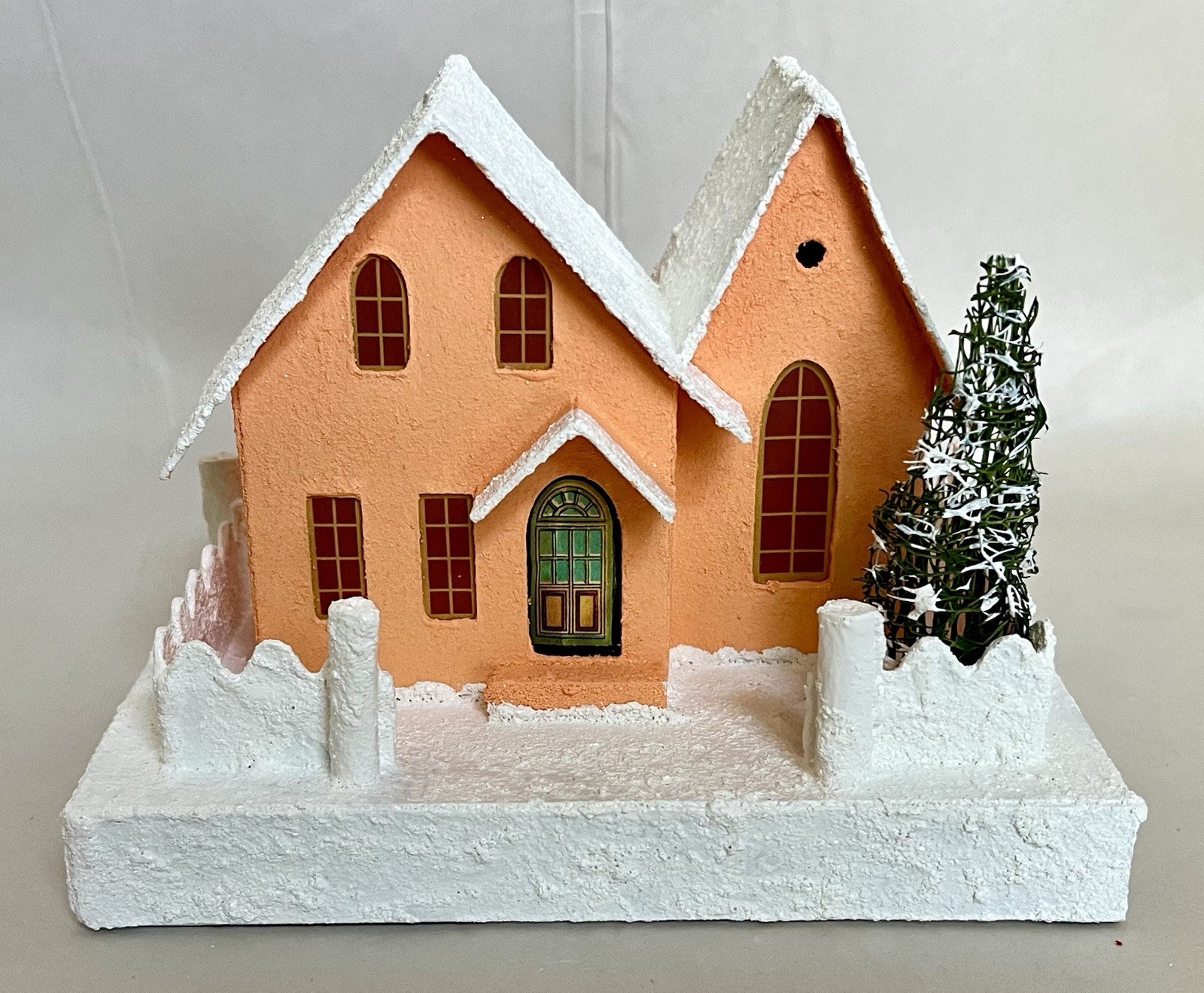 Handmade Putz Glitter House 1940’s Retro Style Cardboard House #8