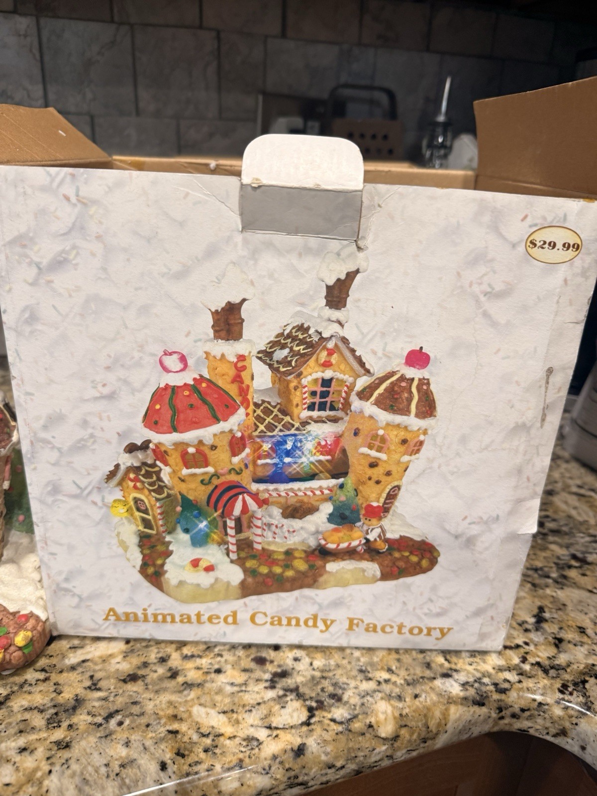 RARE Animated Candy Factory Gum Drop Ginger Bread House Store Christmas Village