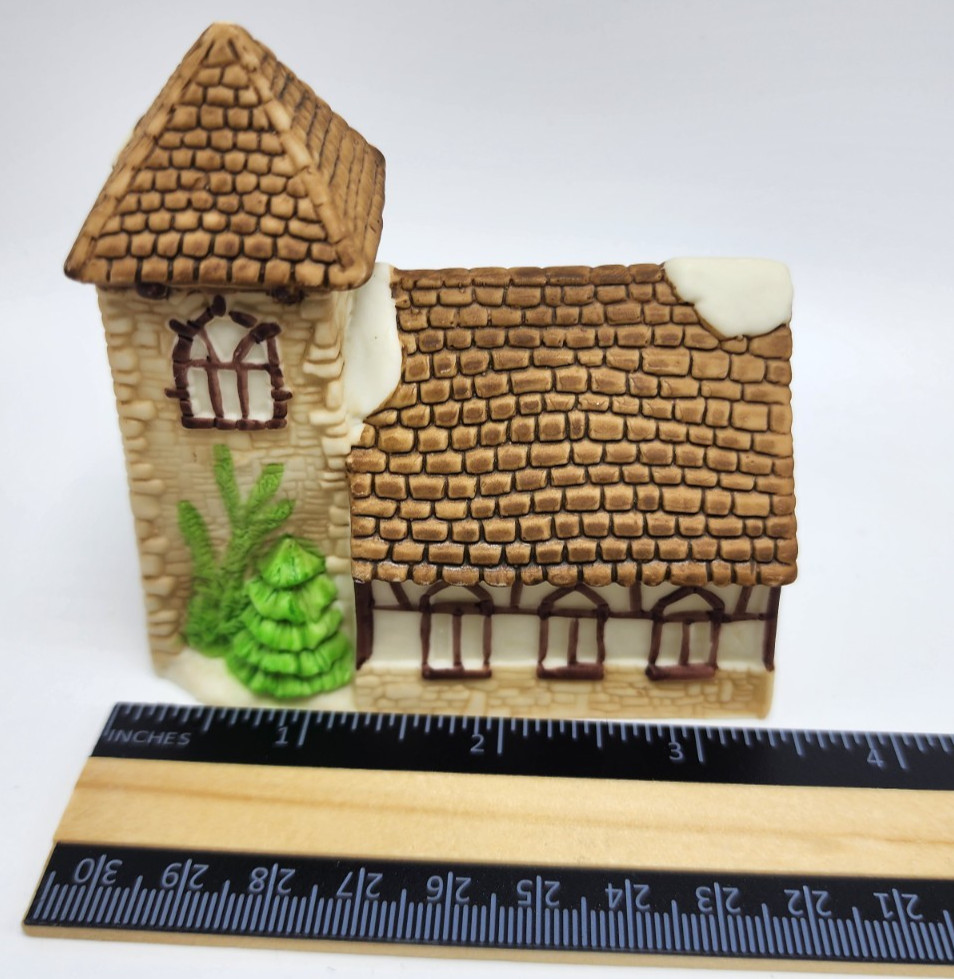 Ceramic Christmas Village Painted Multicolor Miniatures & Trees (Set of 12)