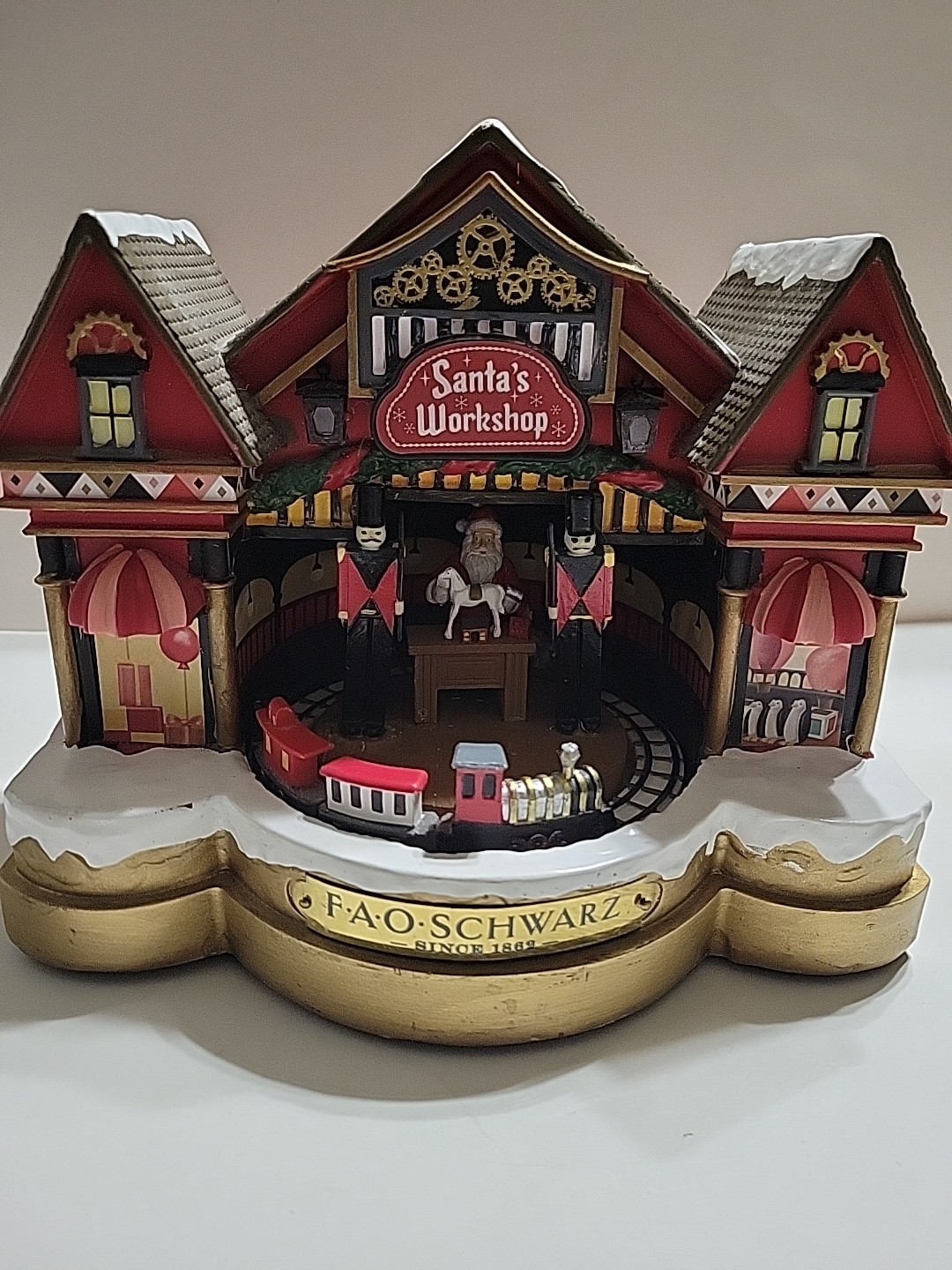 Santa’s Workshop Animated Musical w/Train FAO Schwarz Christmas Display Building