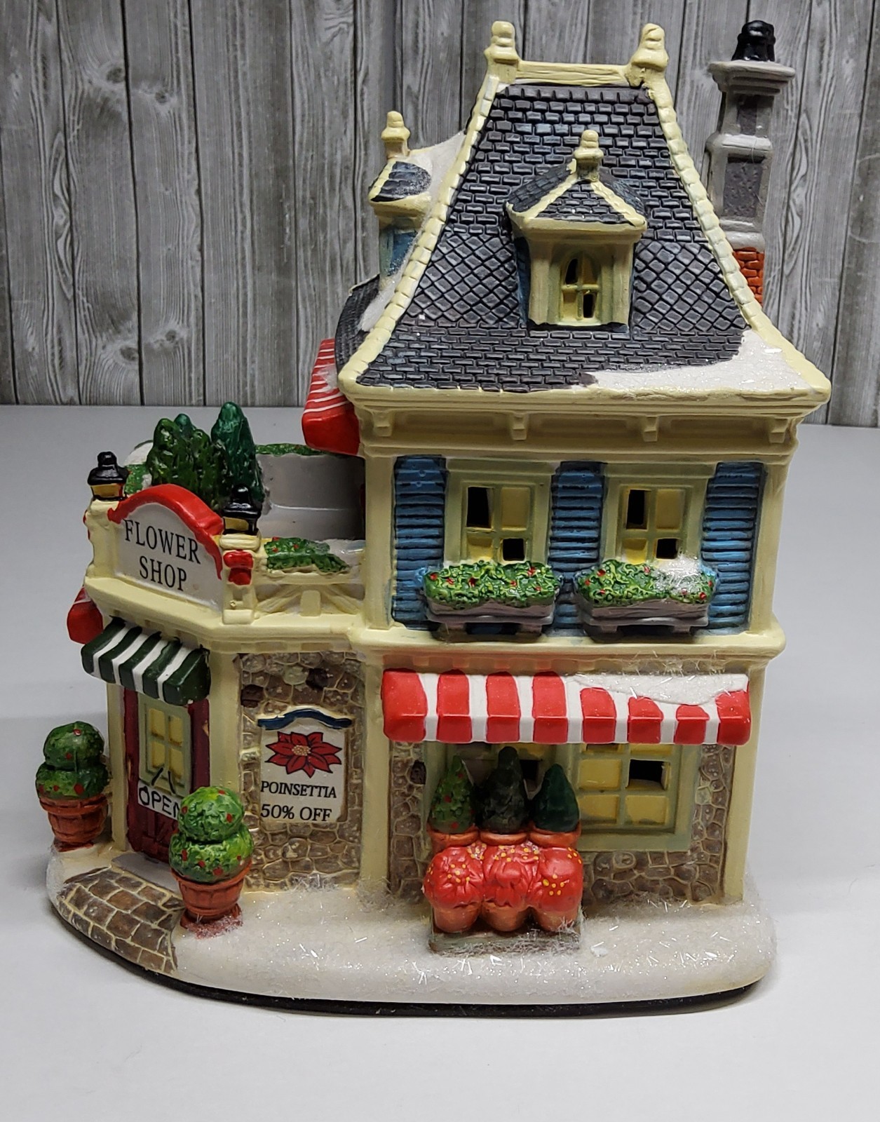 HOLIDAY INSPIRATIONS LIGHTUP ” FLOWER SHOP” VILLAGE HOUSE YEAR 2011